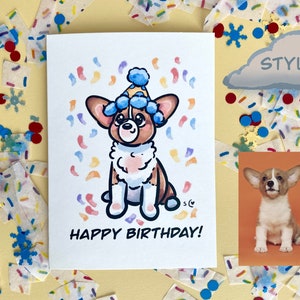 Handmade Custom Dog Birthday Card from Your Photo