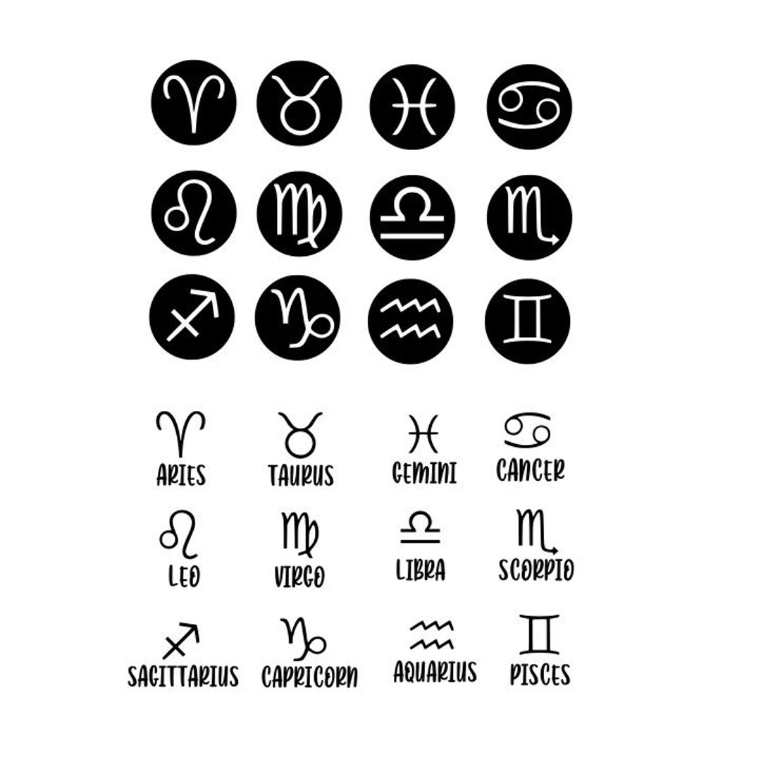 Zodiac Signs Symbols Vector SVG Dxf Png Cricut Cameo - Etsy