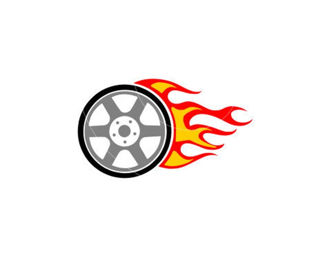 Wheel on Fire, Cars, SVG, Dxf, Png, Cricut, Cameo, Laser, Cnc, Layered 