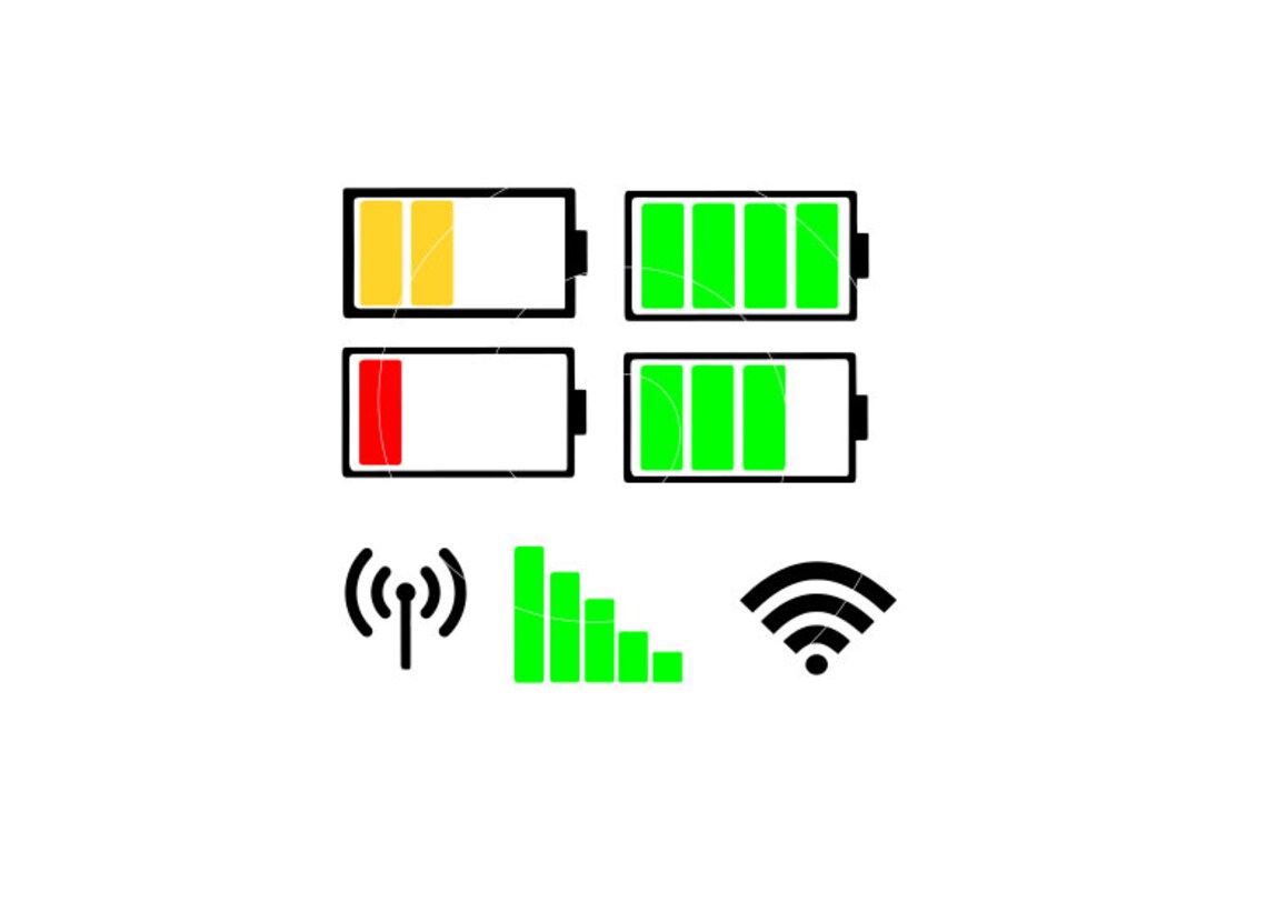 Battery Signal and Wifi Icons SVG Dxf Png Cricut Etsy