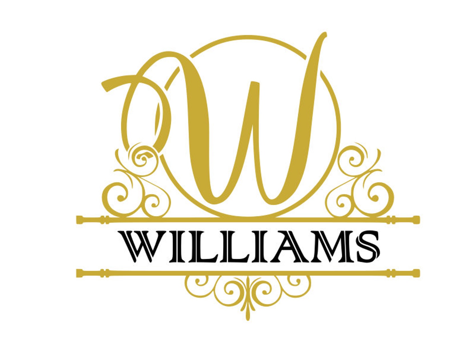 Monograma Dividido Con Apellido Williams SVG DXF PNG Se Etsy Espa a