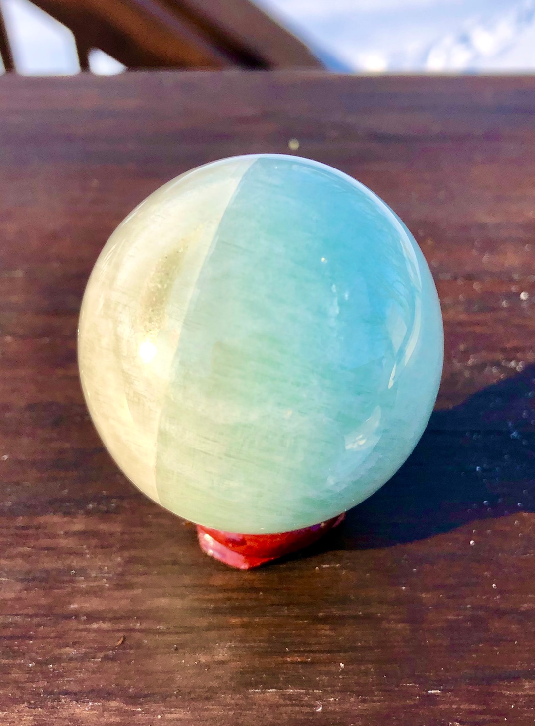 Polished Amazonite Sphere With Stand: Green Crystal Decor (46MM, 136 ...