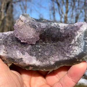 Large Piece Of Druzy Amethyst On Agate Geode Matrix | Beautiful Sparkling Partial Amethyst Agate Geode | Genuine Amethyst Chunk From Brazil