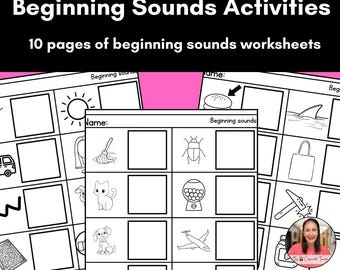 Beginning Sounds Worksheets: Kindergarten & First Grade (Digital Download)