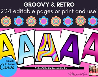 Groovy Retro Bulletin Board Letters: Printable Teacher Decor (Canva Template)