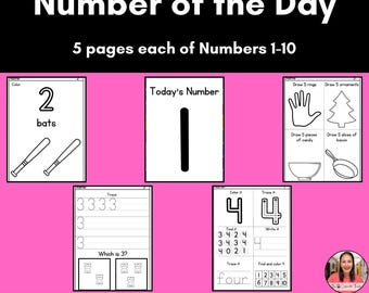 Numbers 1-10 Worksheets: Tracing, Counting, and Identifying (Digital Download)