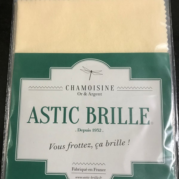 GRANDE CHAMOISINE 30x20cm, l’indispensable Produit d'entretien Bijoux en Or/Argent, Lingette lustrante, Made in FRANCE *Astic brille*