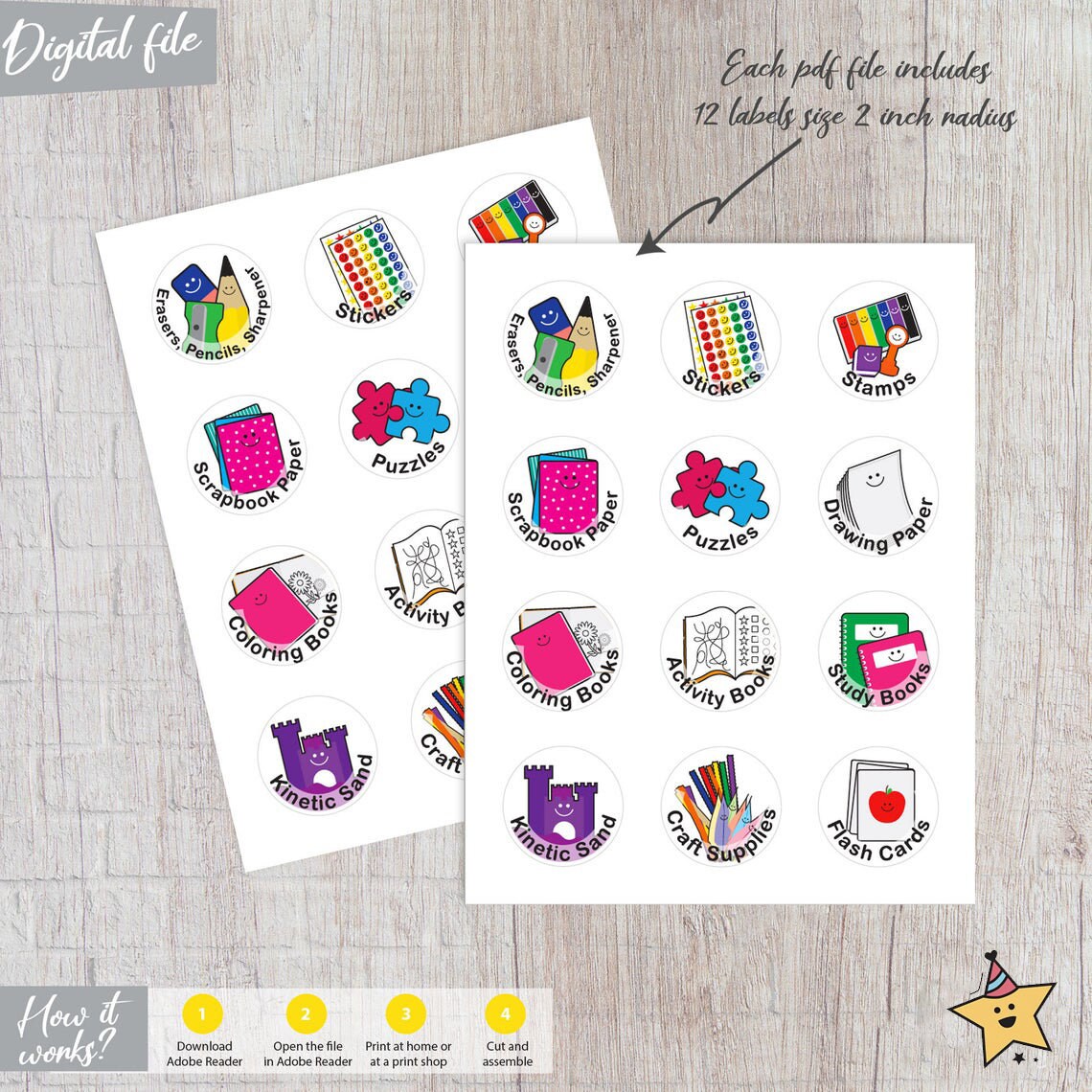 Arts & Crafts Organization Labels Kids Labels Digital Etsy France