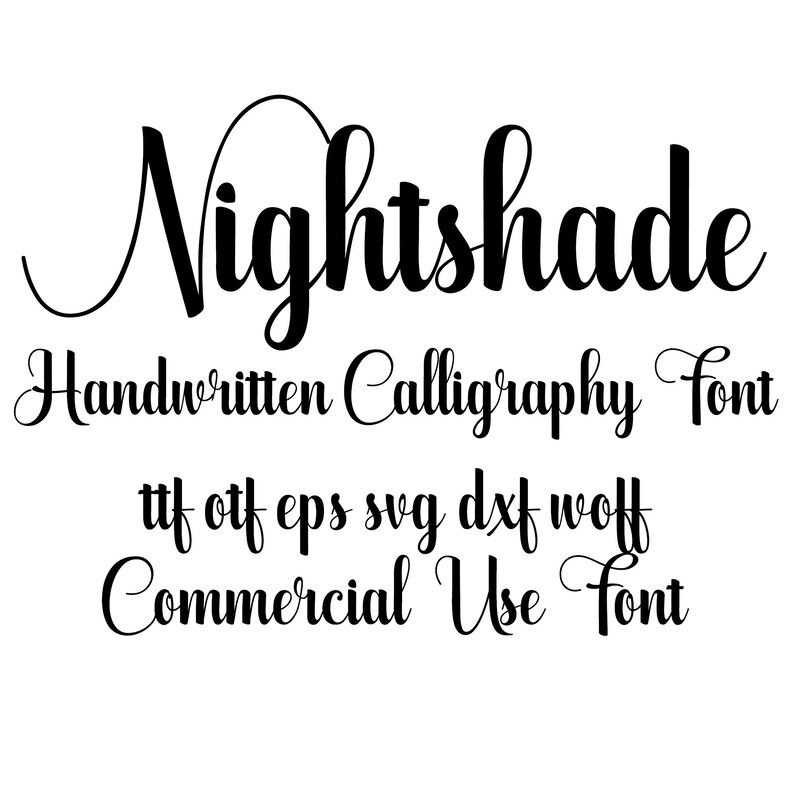 Nightshade-Handwritten Calligraphy Font|otf|svg|eps|svg|dxf|woff|cricut font|font svg|font|font download|handwritten font|silhouette fonts 