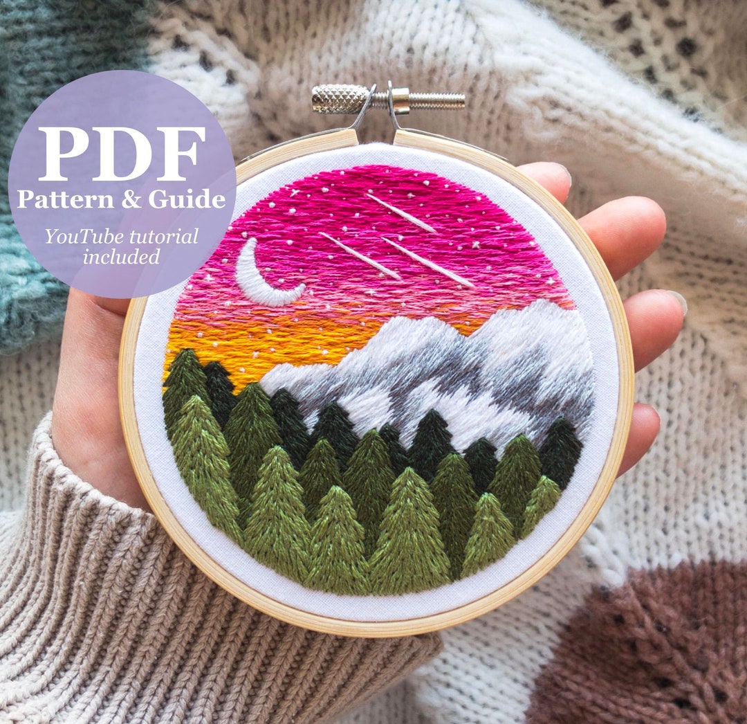 Landscape Embroidery Pattern & Guide Embroidery Pattern Flowers PDF