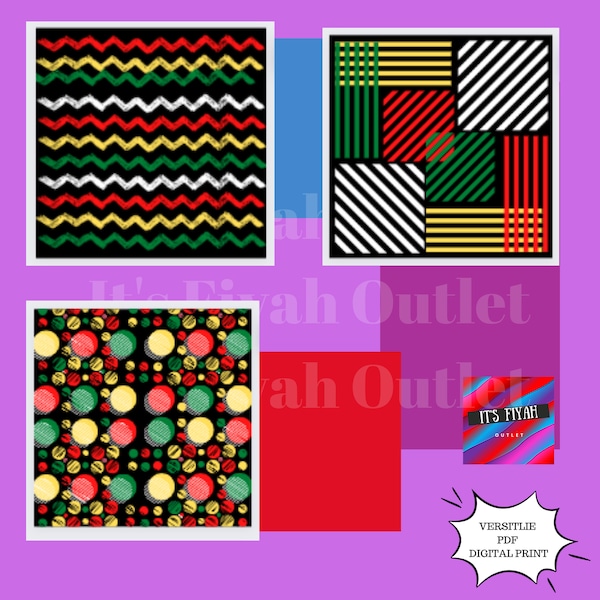 Red, Yellow, Green, Black, and White Themed Printable Scrapbook Pages - Digital Download - Set of 5 Unique Designs SUPER FAST Printable PDF
