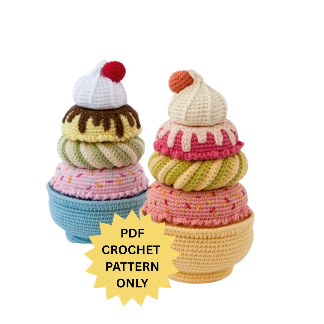 Stacking Ice Bags Pattern Crochet PATTERN Stacking Ice Cream, Amigurumi Tutorial PDF in English ...