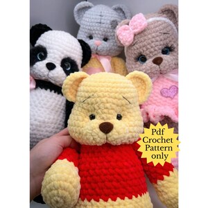 Crochet PATTERN Plushie Bears, Amigurumi tutorial PDF in English, Step-by-step guide with illustrations.
