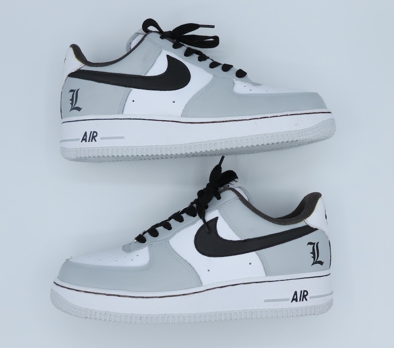 Nike Air Force 1 bambino/ragazzo BLACK AND GREY Personalizzate 画像 2