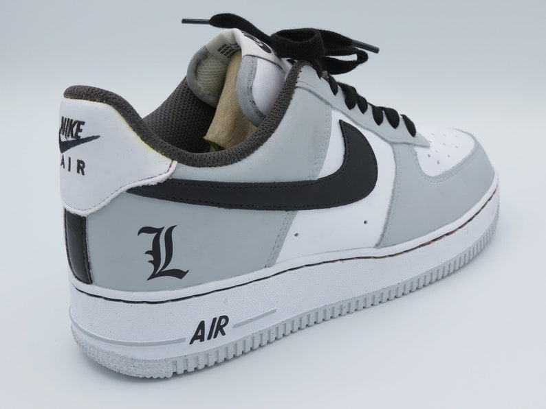 Nike Air Force 1 bambino/ragazzo BLACK AND GREY Personalizzate 画像 6