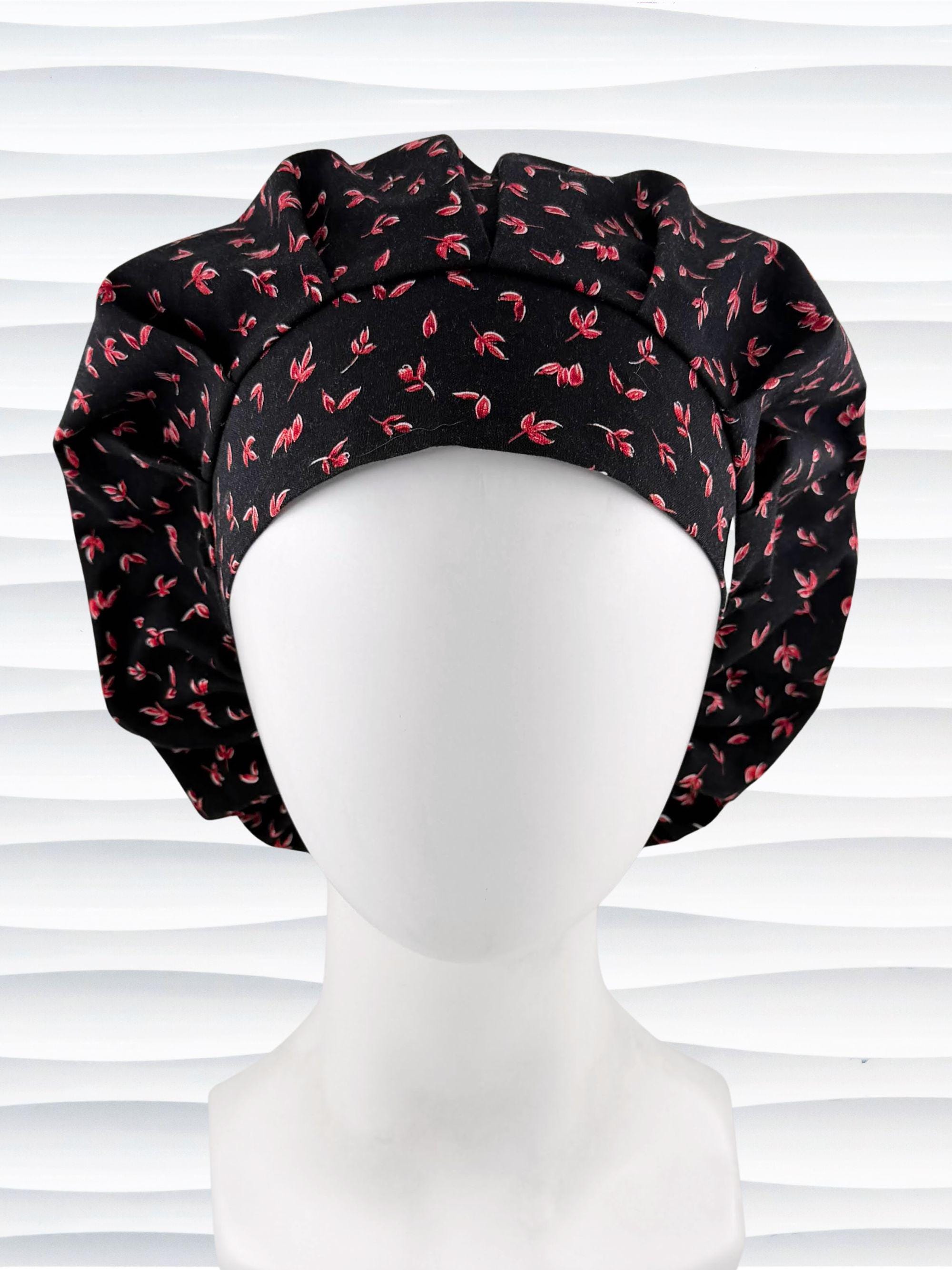 Bud Caps For Roses Red Roses Bouffant Scrub Cap, Nurse Surgical Hat, Optional Satin Lining ...