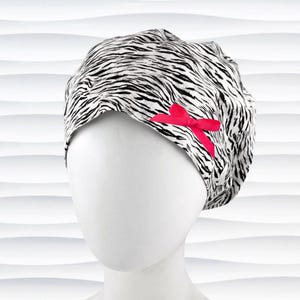 Animal Print Euro Pixie Scrub Cap,  Ribbon Colors, Optional Satin Lining, "Snow Tiger"