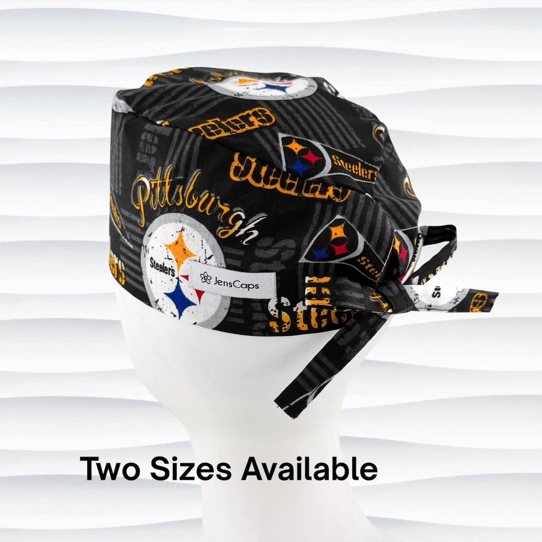 Pittsburgh Steelers Surgeon Style Scrub Cap, Men's Skull Hat, Optional Buttons
