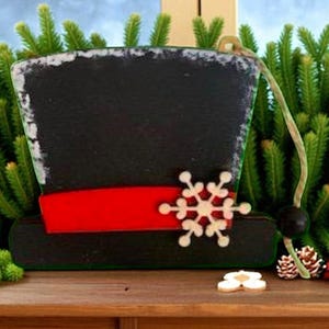 Snowman Hat Gift Card Holder – Rustic Christmas Ornament for Gift Cards