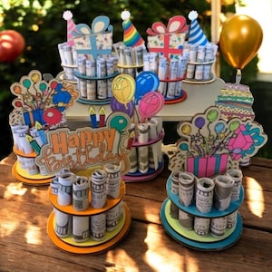 Birthday Gift Money Holder, Balloons, Hat, Present&#39;s, Happy Birthday, Cake, Age, Old, Money, Gift Card