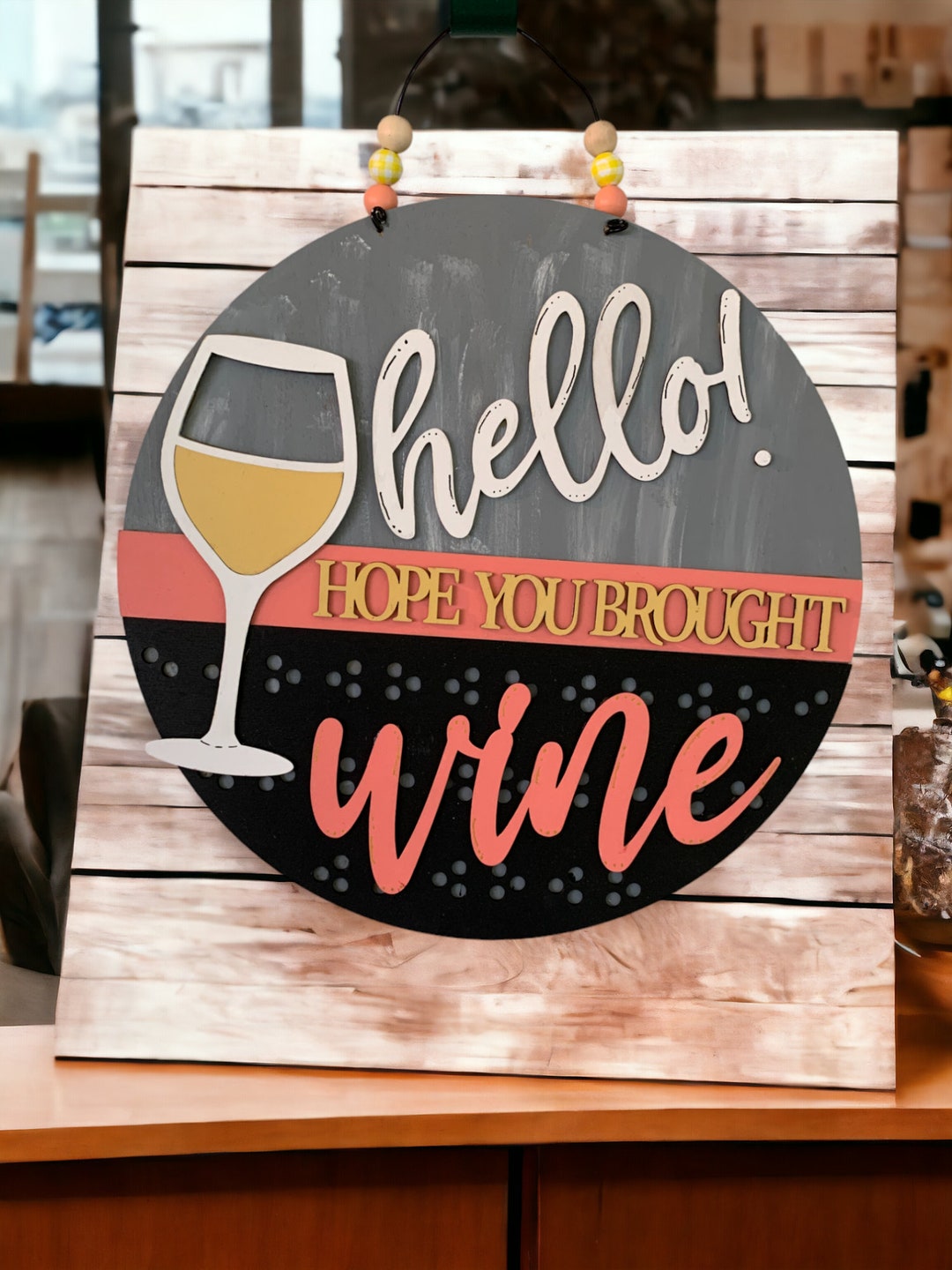 Funny Wine Welcome Sign – Handcrafted Wooden Door Decor for Wine Lovers ...