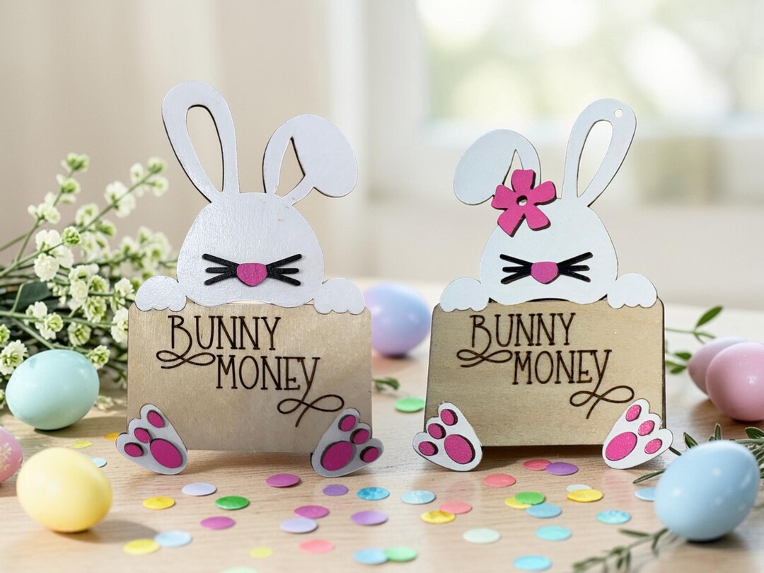 Easter Gift Card Holder – Bunny Money Basket Stuffer – Wooden Bunny ...