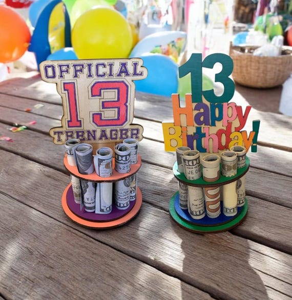 13th Birthday Money Tree Gift for Girls - Handmade Wood Cash Holder - Official Teenager - Teen Girl Cash Gift - 13th Birthday