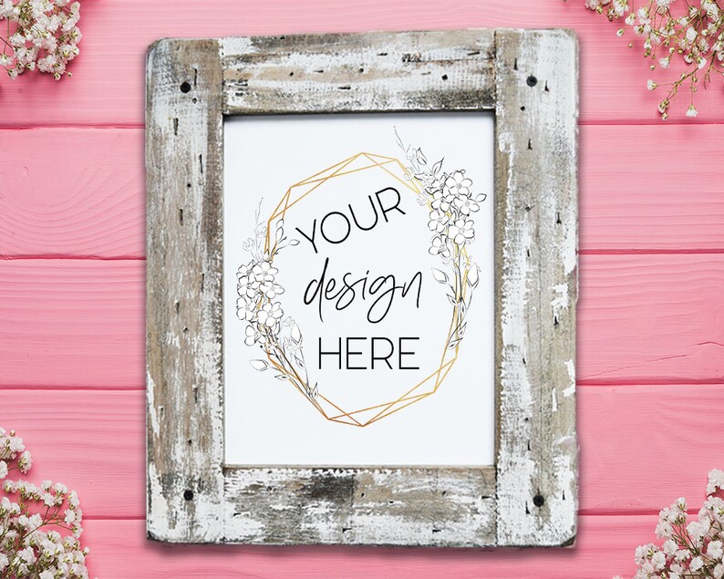 Rustic Frame Pink Mockup Frame mockup Frame Mock up Etsy