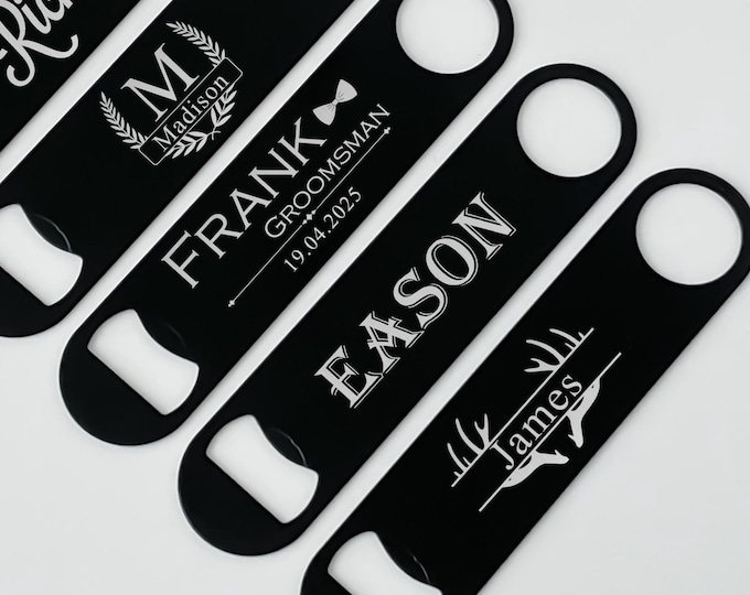 Personalised Bottle Opener/ Groom OR Best Man Bar Blade/ Beer Gift Idea for Groomsmen at Wedding/ Wedding Part Gift Bar Blade/ Groom Gifts