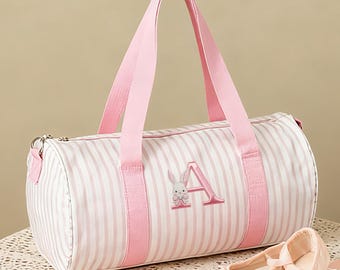 Borsa da viaggio personalizzata per danza per bambine/Borsa da viaggio sportiva personalizzata/Borsa da viaggio in seersucker/Regalo con nome ricamato per bambini, bambine e donne