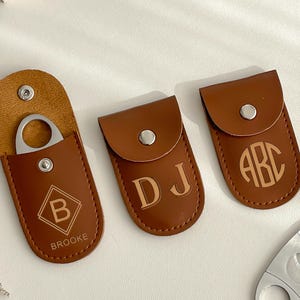 Personalized Engraved Cigar Cutter with Leather Case/Gift for Dad Husband/Gift for Him/Groomsmen Gifts/Personalized Gift/Custom Cigar Cutter