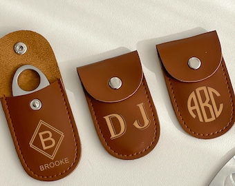 Personalisierter Zigarrenschneider mit Lederetui/Geschenk für Papa Mann/Geschenk für Ihn/Trauzeugen Geschenke/Personalisiertes Geschenk/Benutzerdefinierter Zigarrenschneider
