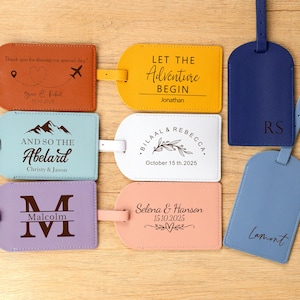 Personalized Leather Luggage Tag/ Custom Wedding Favors for Guests/ Bridal Shower Gift/ Suitcase Tag/ Party Favors/ Business Promotional