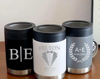 Personalisierter Edelstahl-Dosenkühler / Dosenkühler mit Gravur / Junggesellenabschied Geschenk für Ihn / Trauzeugen Geschenke / Bierdosenhalter / Trauzeugen Vorschlag