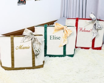 Custom Tote Bag/ Embroidered Canvas Tote Bag/ Beach Handbags/ School Bag/ Custom Text Tote/ Bachelorette Gift/ Gift for Her/ Bridesmaid Gift