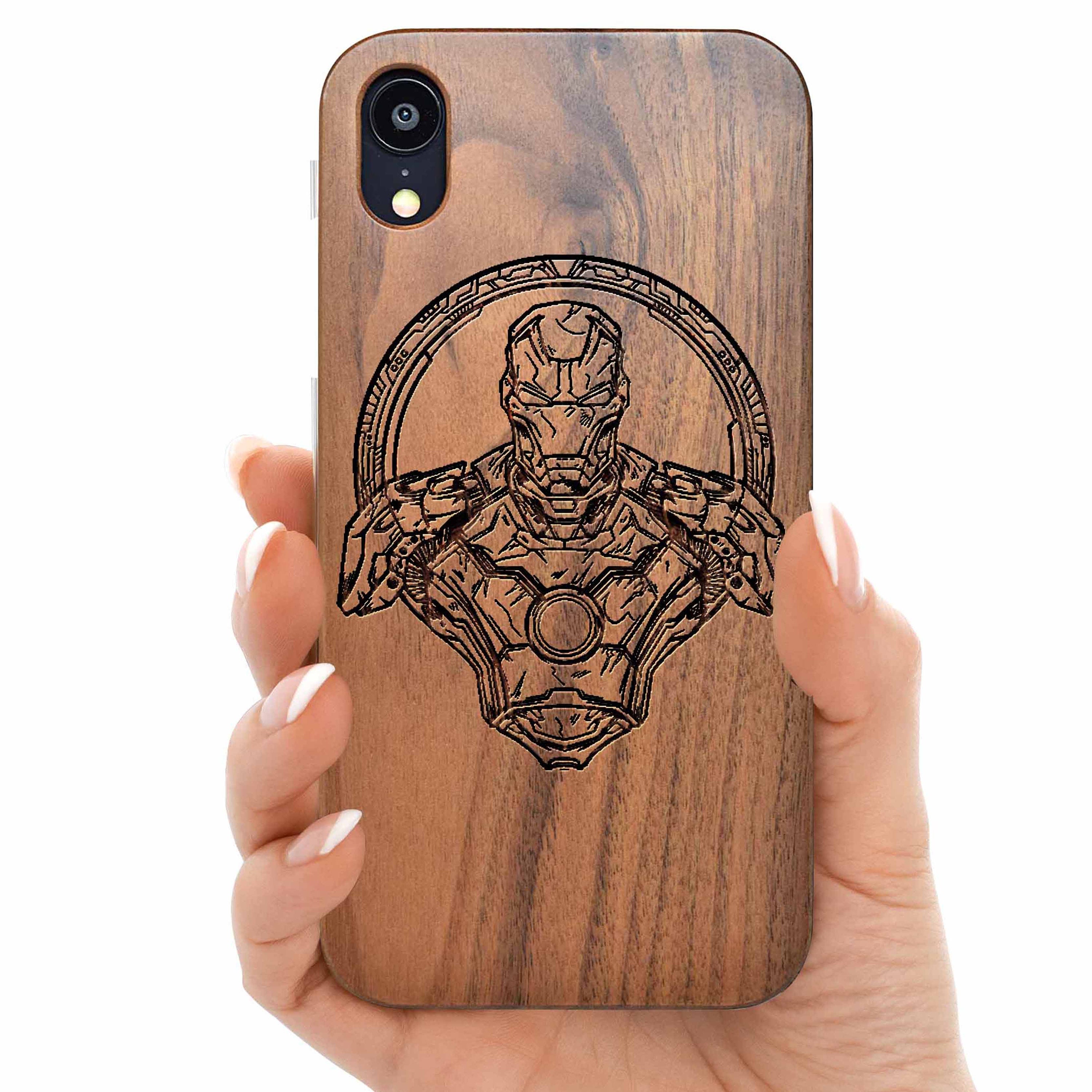 Marvel Iron Man Real Wood Iphone 12 Case Iphone Xs Case Iphone Etsy