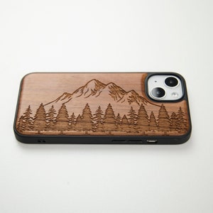 Mountain Forest Woodland wood phone case for iPhone 14, 14 Plus, 14 Pro Max, 14 pro, iPhone 13 Pro Max, Mini, 12 Pro Max, iPhone 11, SE