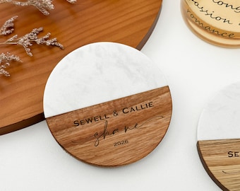 "Personalisierter Untersetzer / Hochzeitsgeschenk / Brautpartygeschenk / Einweihungsgeschenk / Neues Zuhause / Verlobungsgeschenk / Untersetzer Set mit Gravur / Jahrestag."