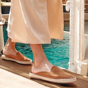 Suede Leather Mules Espadrilles - Large Size 35 to 45