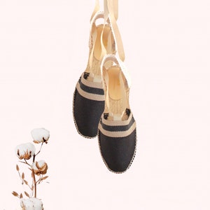 Flat Valencian espadrilles with ribbons - Made in spain