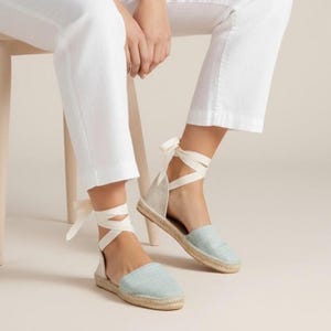 Alpargatas planas de lino en tallas grandes - Tallas EU mujer 41 42 43 44 45 - Espadrilles confortables de verano