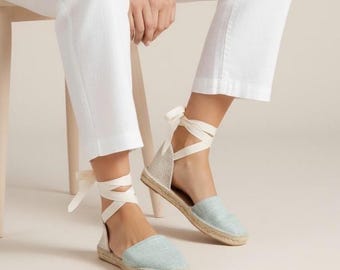 Flat linen espadrilles in plus sizes - EU women's sizes 41 42 43 44 45 - Comfortable summer espadrilles