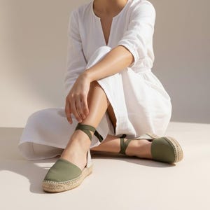 Women's Platform Espadrilles with Ribbons, Handmade, Comfortable Summer Shoes, Canvas Espadrilles, Boho Mediterranean Footwear