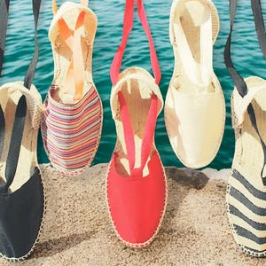 Women&#39;s flat espadrilles with ribbons – Plus sizes available – Handmade in Spain