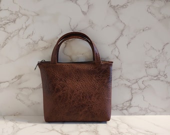 Brown Bag, Faux Leather Bag, Brown Purse, Vegan Bag, Evening Bag, Mini Tote Bag,