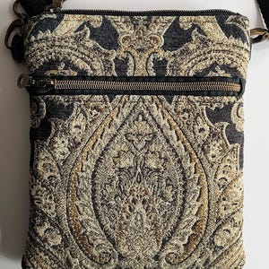 Tapestry Crossbody Bag: Bohemian Paisley Purse with Adjustable Strap