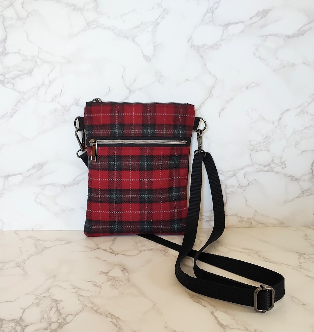 Plaid Crossbody Bag, Plaid Bag, Evening Bag, Red Bag, Winter Bag, Red