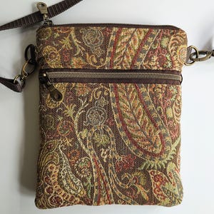 Tapestry Crossbody Bag: Boho Paisley Purse with Adjustable Strap