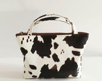 Cow Print Little Bag, Cowhide Leather Mini Purse, Stylish  display picture 2