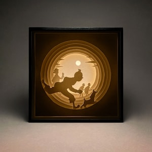 TinTin, Milo, Professor Szene 1 Papierschnitt Lichtbox, Schattenbox, SVG, Vorlage, Digital, Cricut, Silhouette, Kinderzimmer, Dekoration, DIY